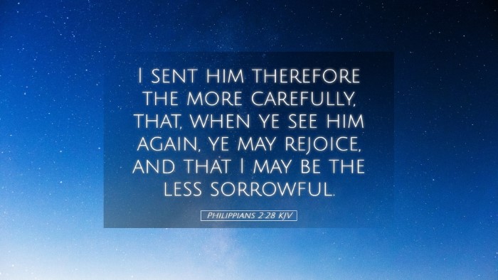 Picture 05 - Philippians 2:28 KJV Desktop Wallpaper - I sent him therefore the more carefully, that, - Desktop Bible Verse Wallpaper