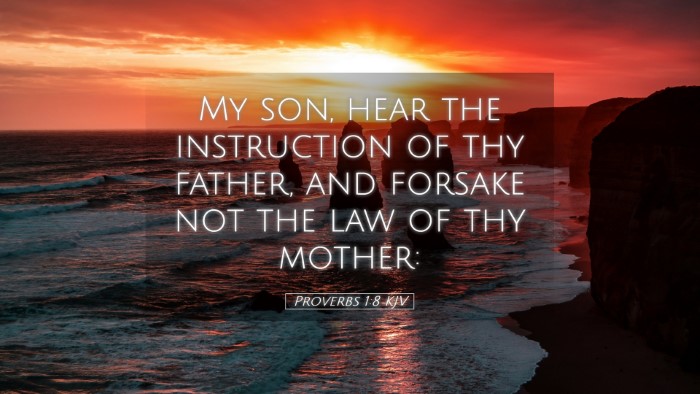 Picture 05 - Proverbs 1:8 KJV Desktop Wallpaper - My son, hear the instruction of thy father, and - Desktop Bible Verse Wallpaper