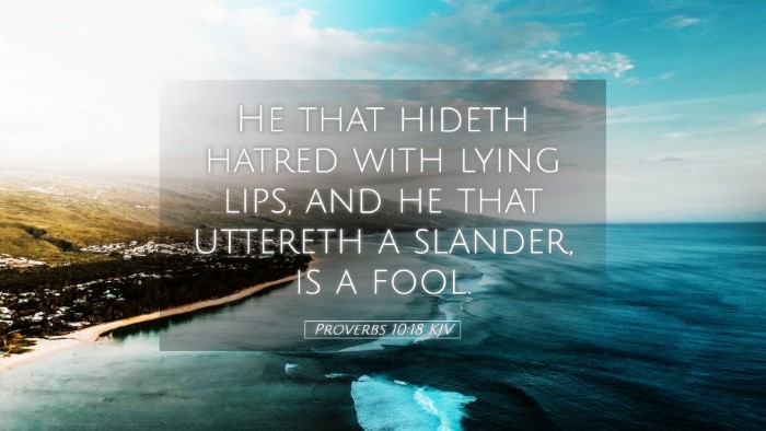 Picture 05 - Proverbs 10:18 KJV Desktop Wallpaper - He that hideth hatred with lying lips, and he - Desktop Bible Verse Wallpaper