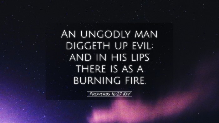 Picture 05 - Proverbs 16:27 KJV Desktop Wallpaper - An ungodly man diggeth up evil: and in his lips - Desktop Bible Verse Wallpaper