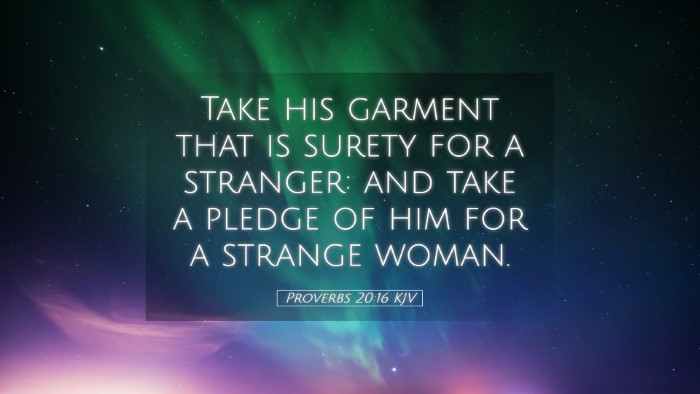 Picture 05 - Proverbs 20:16 KJV Desktop Wallpaper - Take his garment that is surety for a stranger: - Desktop Bible Verse Wallpaper