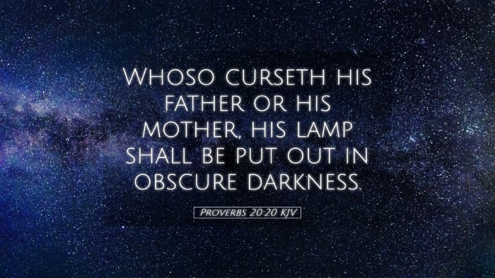 Picture 05 - Proverbs 20:20 KJV Desktop Wallpaper - Whoso curseth his father or his mother, his lamp - Desktop Bible Verse Wallpaper