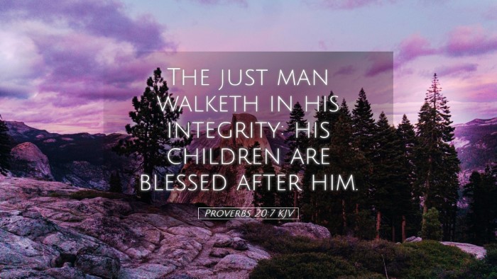 Picture 05 - Proverbs 20:7 KJV Desktop Wallpaper - The just man walketh in his integrity: his - Desktop Bible Verse Wallpaper