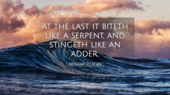 Picture 05 - Proverbs 23:32 KJV Desktop Wallpaper - At the last it biteth like a serpent, and - Desktop Bible Verse Wallpaper