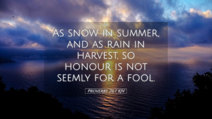 Picture 05 - Proverbs 26:1 KJV Desktop Wallpaper - As snow in summer, and as rain in harvest, so - Desktop Bible Verse Wallpaper