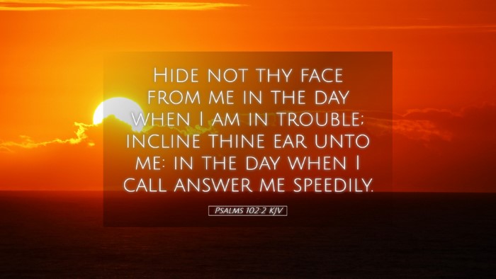 Picture 05 - Psalms 102:2 KJV Desktop Wallpaper - Hide not thy face from me in the day when I am in - Desktop Bible Verse Wallpaper