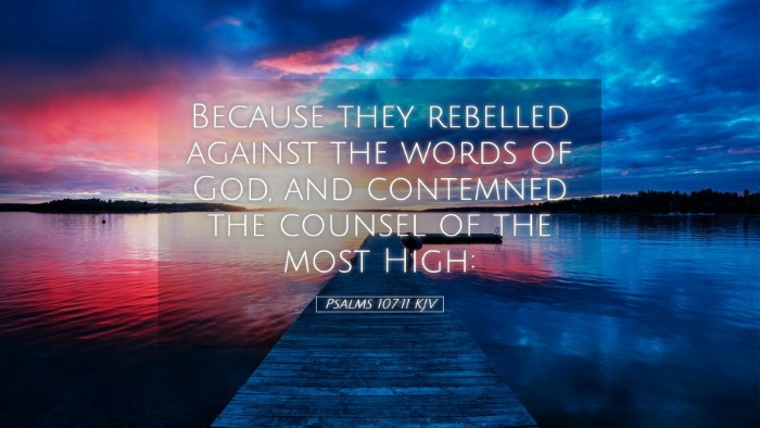 Picture 05 - Psalms 107:11 KJV Desktop Wallpaper - Because they rebelled against the words of God, - Desktop Bible Verse Wallpaper