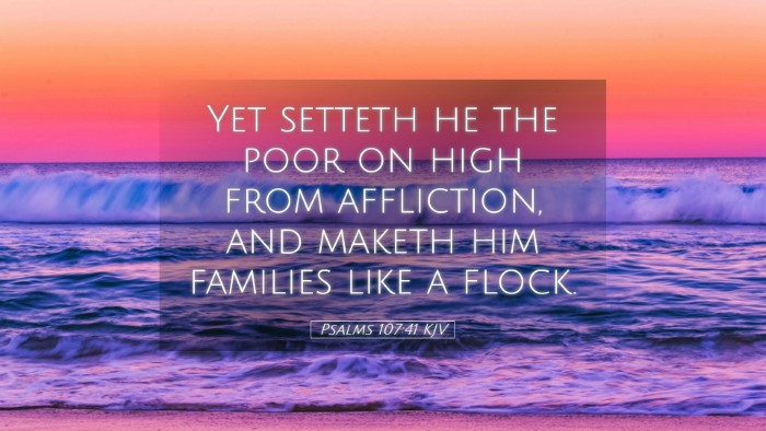 Picture 05 - Psalms 107:41 KJV Desktop Wallpaper - Yet setteth he the poor on high from affliction, - Desktop Bible Verse Wallpaper