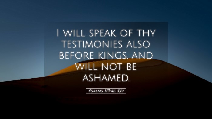 Picture 05 - Psalms 119:46 KJV Desktop Wallpaper - I will speak of thy testimonies also before - Desktop Bible Verse Wallpaper