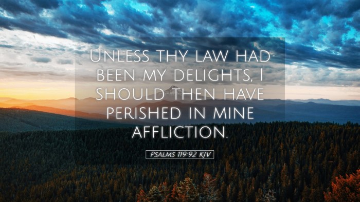 Picture 05 - Psalms 119:92 KJV Desktop Wallpaper - Unless thy law had been my delights, I should - Desktop Bible Verse Wallpaper