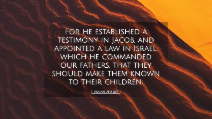 Picture 05 - Psalms 78:5 KJV Desktop Wallpaper - For he established a testimony in Jacob, and - Desktop Bible Verse Wallpaper