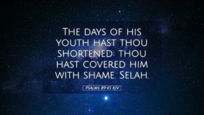 Picture 05 - Psalms 89:45 KJV Desktop Wallpaper - The days of his youth hast thou shortened: thou - Desktop Bible Verse Wallpaper