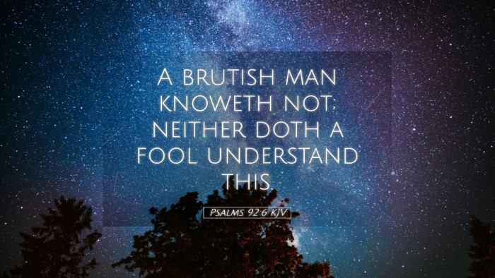 Picture 05 - Psalms 92:6 KJV Desktop Wallpaper - A brutish man knoweth not; neither doth a fool - Desktop Bible Verse Wallpaper