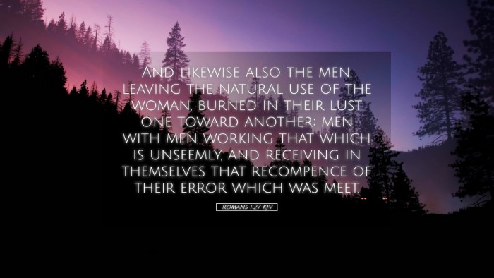 Picture 05 - Romans 1:27 KJV Desktop Wallpaper - And likewise also the men, leaving the natural - Desktop Bible Verse Wallpaper