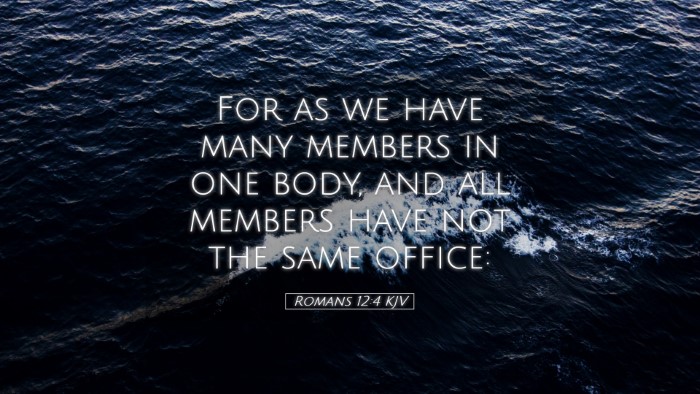 Picture 05 - Romans 12:4 KJV Desktop Wallpaper - For as we have many members in one body, and all - Desktop Bible Verse Wallpaper