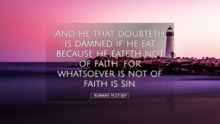 Picture 05 - Romans 14:23 KJV Desktop Wallpaper - And he that doubteth is damned if he eat, because - Desktop Bible Verse Wallpaper