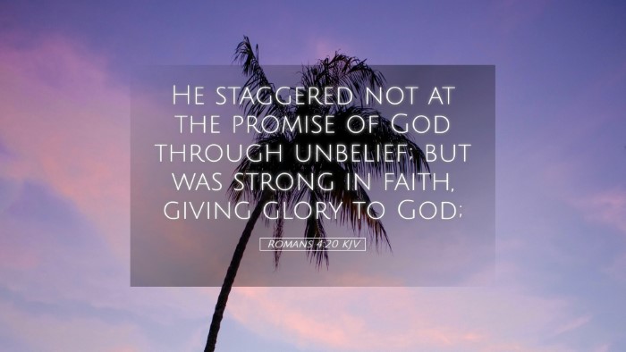 Picture 05 - Romans 4:20 KJV Desktop Wallpaper - He staggered not at the promise of God through - Desktop Bible Verse Wallpaper