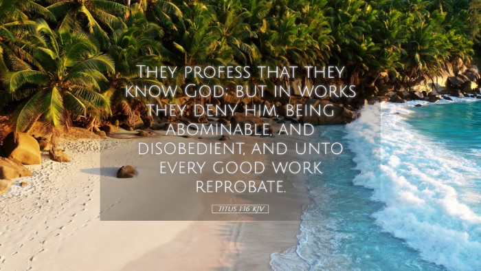 Picture 05 - Titus 1:16 KJV Desktop Wallpaper - They profess that they know God; but in works - Desktop Bible Verse Wallpaper