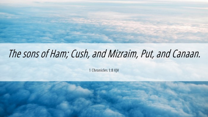 Picture 06 - 1 Chronicles 1:8 KJV Desktop Wallpaper - The sons of Ham; Cush, and Mizraim, Put, and - Desktop Bible Verse Wallpaper
