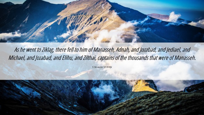 Picture 06 - 1 Chronicles 12:20 KJV Desktop Wallpaper - As he went to Ziklag, there fell to him of - Desktop Bible Verse Wallpaper