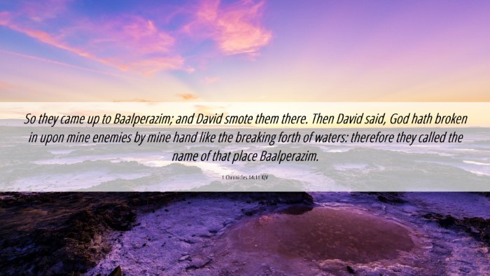 Picture 06 - 1 Chronicles 14:11 KJV Desktop Wallpaper - So they came up to Baalperazim; and David smote - Desktop Bible Verse Wallpaper