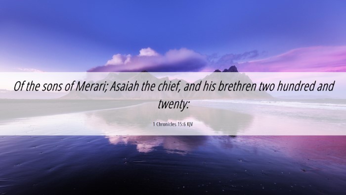 Picture 06 - 1 Chronicles 15:6 KJV Desktop Wallpaper - Of the sons of Merari; Asaiah the chief, and his - Desktop Bible Verse Wallpaper