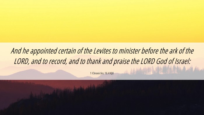 Picture 06 - 1 Chronicles 16:4 KJV Desktop Wallpaper - And he appointed certain of the Levites to - Desktop Bible Verse Wallpaper