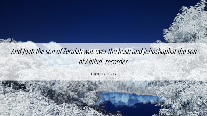 Picture 06 - 1 Chronicles 18:15 KJV Desktop Wallpaper - And Joab the son of Zeruiah was over the host; - Desktop Bible Verse Wallpaper