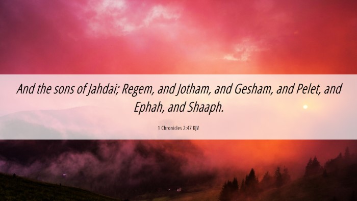 Picture 06 - 1 Chronicles 2:47 KJV Desktop Wallpaper - And the sons of Jahdai; Regem, and Jotham, and - Desktop Bible Verse Wallpaper