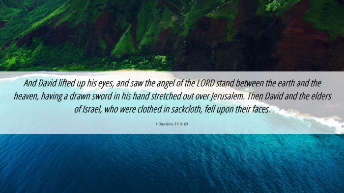 Picture 06 - 1 Chronicles 21:16 KJV Desktop Wallpaper - And David lifted up his eyes, and saw the angel - Desktop Bible Verse Wallpaper