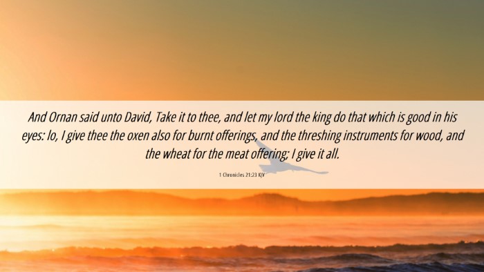 Picture 06 - 1 Chronicles 21:23 KJV Desktop Wallpaper - And Ornan said unto David, Take it to thee, and - Desktop Bible Verse Wallpaper