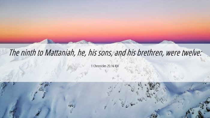 Picture 06 - 1 Chronicles 25:16 KJV Desktop Wallpaper - The ninth to Mattaniah, he, his sons, and his - Desktop Bible Verse Wallpaper