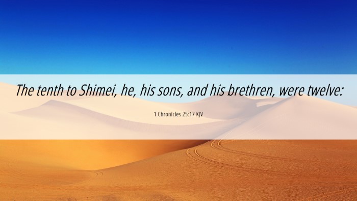 Picture 06 - 1 Chronicles 25:17 KJV Desktop Wallpaper - The tenth to Shimei, he, his sons, and his - Desktop Bible Verse Wallpaper