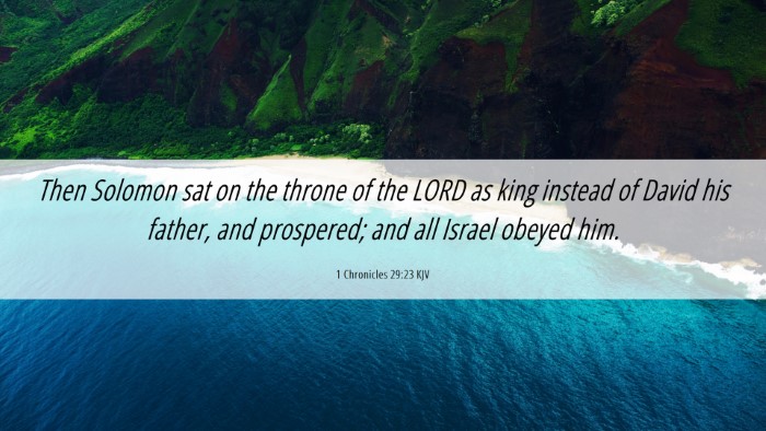 Picture 06 - 1 Chronicles 29:23 KJV Desktop Wallpaper - Then Solomon sat on the throne of the LORD as - Desktop Bible Verse Wallpaper