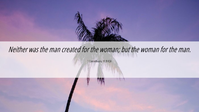 Picture 06 - 1 Corinthians 11:9 KJV Desktop Wallpaper - Neither was the man created for the woman; but - Desktop Bible Verse Wallpaper