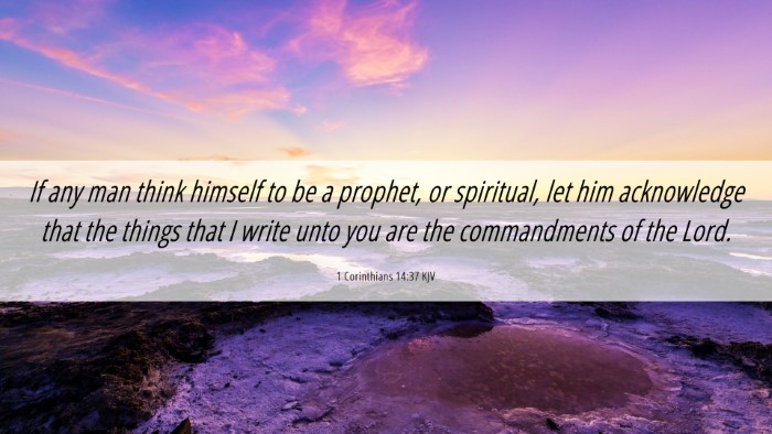 Picture 06 - 1 Corinthians 14:37 KJV Desktop Wallpaper - If any man think himself to be a prophet, or - Desktop Bible Verse Wallpaper