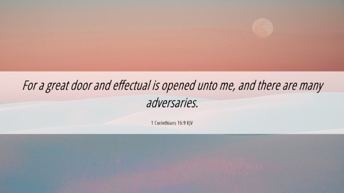 Picture 06 - 1 Corinthians 16:9 KJV Desktop Wallpaper - For a great door and effectual is opened unto me, - Desktop Bible Verse Wallpaper