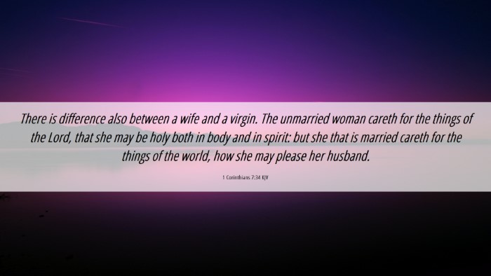 Picture 06 - 1 Corinthians 7:34 KJV Desktop Wallpaper - There is difference also between a wife and a - Desktop Bible Verse Wallpaper