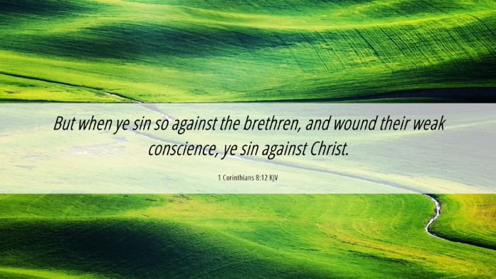 Picture 06 - 1 Corinthians 8:12 KJV Desktop Wallpaper - But when ye sin so against the brethren, and - Desktop Bible Verse Wallpaper