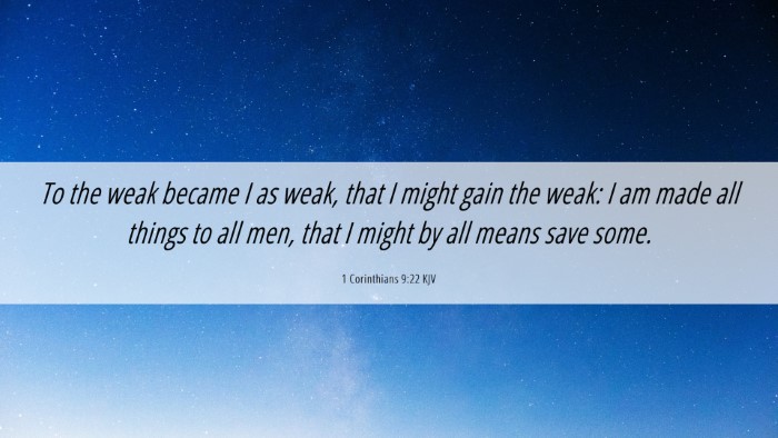 Picture 06 - 1 Corinthians 9:22 KJV Desktop Wallpaper - To the weak became I as weak, that I might gain - Desktop Bible Verse Wallpaper