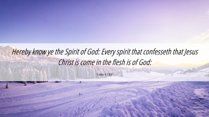 Picture 06 - 1 John 4:2 KJV Desktop Wallpaper - Hereby know ye the Spirit of God: Every spirit - Desktop Bible Verse Wallpaper
