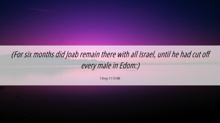 Picture 06 - 1 Kings 11:16 KJV Desktop Wallpaper - (For six months did Joab remain there with all - Desktop Bible Verse Wallpaper