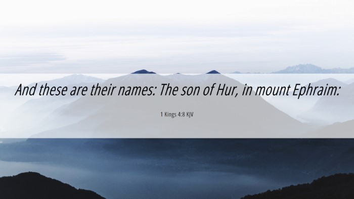 Picture 06 - 1 Kings 4:8 KJV Desktop Wallpaper - And these are their names: The son of Hur, in - Desktop Bible Verse Wallpaper