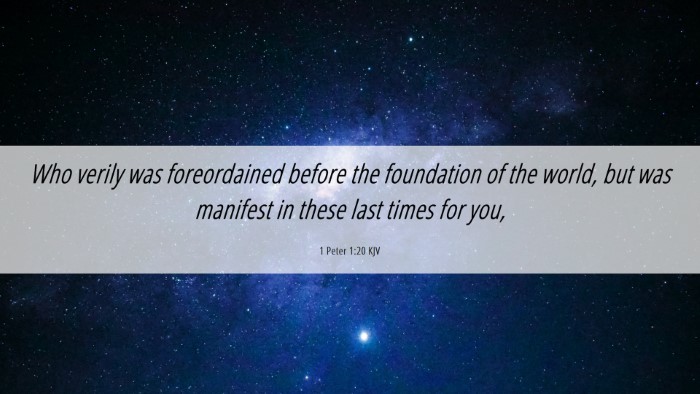 Picture 06 - 1 Peter 1:20 KJV Desktop Wallpaper - Who verily was foreordained before the foundation - Desktop Bible Verse Wallpaper
