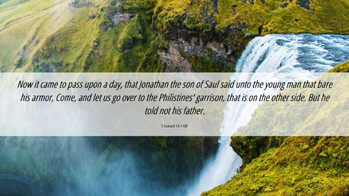 Picture 06 - 1 Samuel 14:1 KJV Desktop Wallpaper - Now it came to pass upon a day, that Jonathan the - Desktop Bible Verse Wallpaper