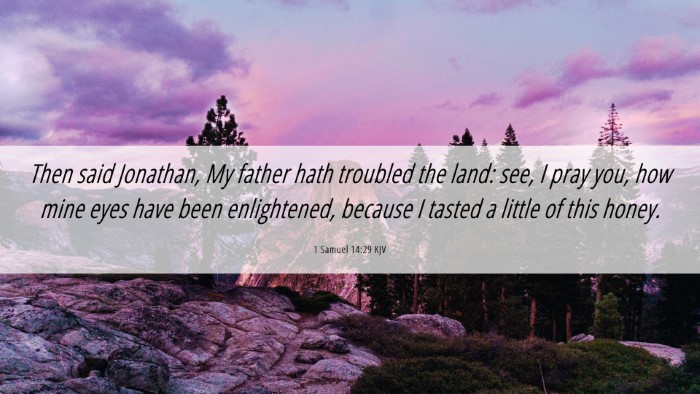 Picture 06 - 1 Samuel 14:29 KJV Desktop Wallpaper - Then said Jonathan, My father hath troubled the - Desktop Bible Verse Wallpaper