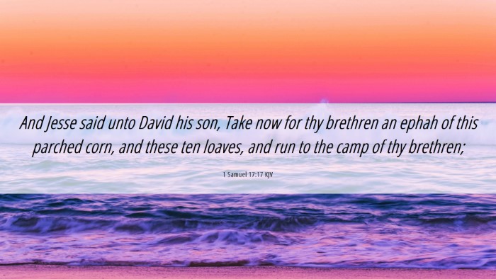 Picture 06 - 1 Samuel 17:17 KJV Desktop Wallpaper - And Jesse said unto David his son, Take now for - Desktop Bible Verse Wallpaper