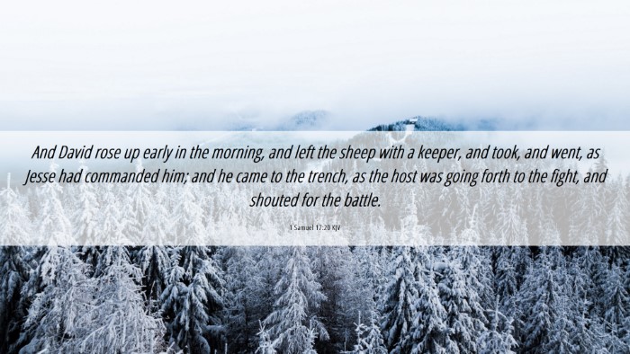 Picture 06 - 1 Samuel 17:20 KJV Desktop Wallpaper - And David rose up early in the morning, and left - Desktop Bible Verse Wallpaper