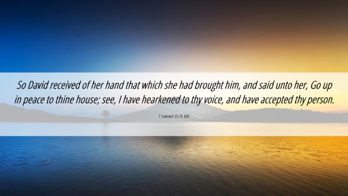 Picture 06 - 1 Samuel 25:35 KJV Desktop Wallpaper - So David received of her hand that which she had - Desktop Bible Verse Wallpaper