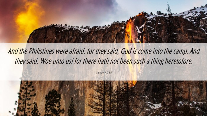 Picture 06 - 1 Samuel 4:7 KJV Desktop Wallpaper - And the Philistines were afraid, for they said, - Desktop Bible Verse Wallpaper